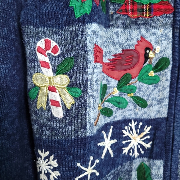 TIARA INTERNATIONAL Christmas Collection Women's Zip Front Cardigan MEDIUM - Picture 6 of 16